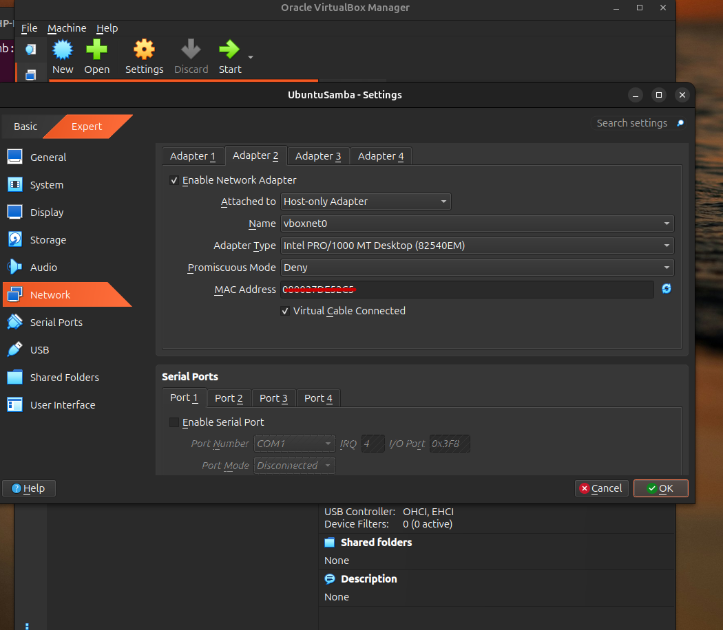VirtualBox Samba lab